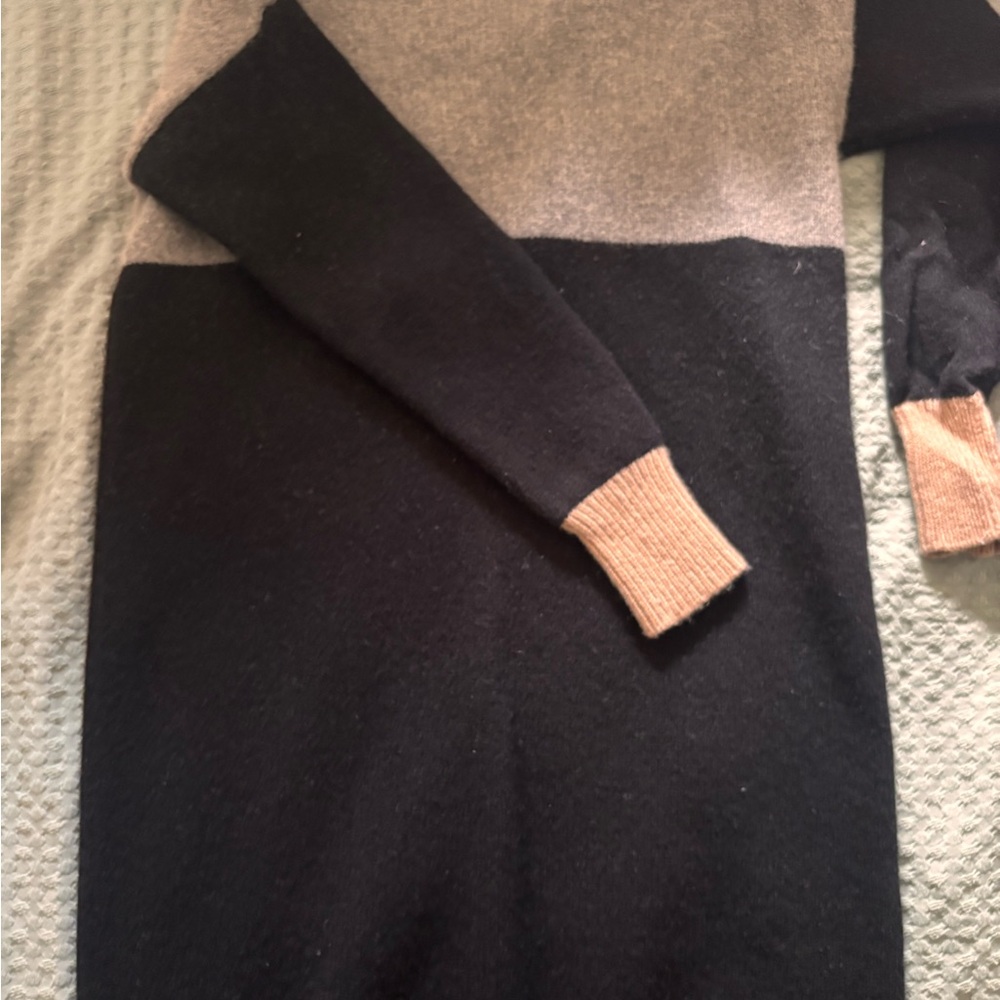 Madewell Black and Tan Colorblock Sweater Dress